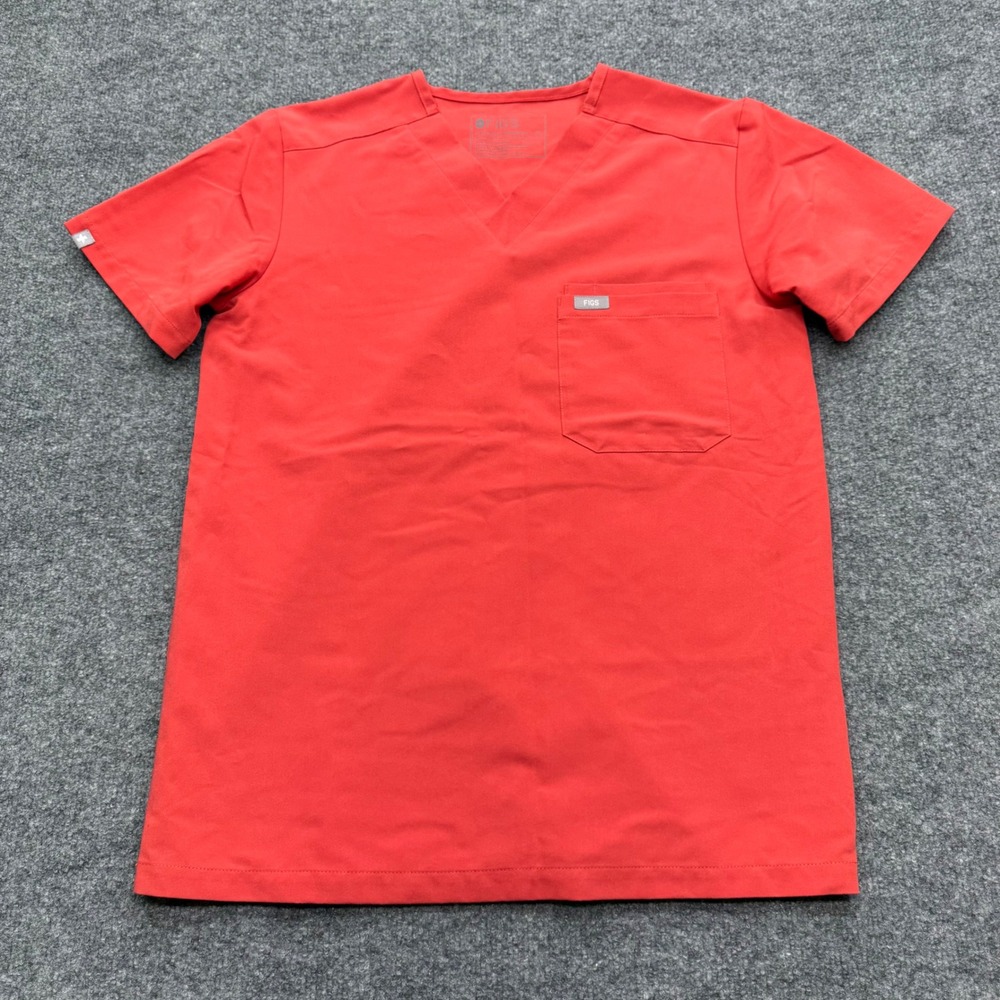 FIGS Technical Collection Red V-Neck Scrub Top FM1500 XS Short Sleeve Pocket